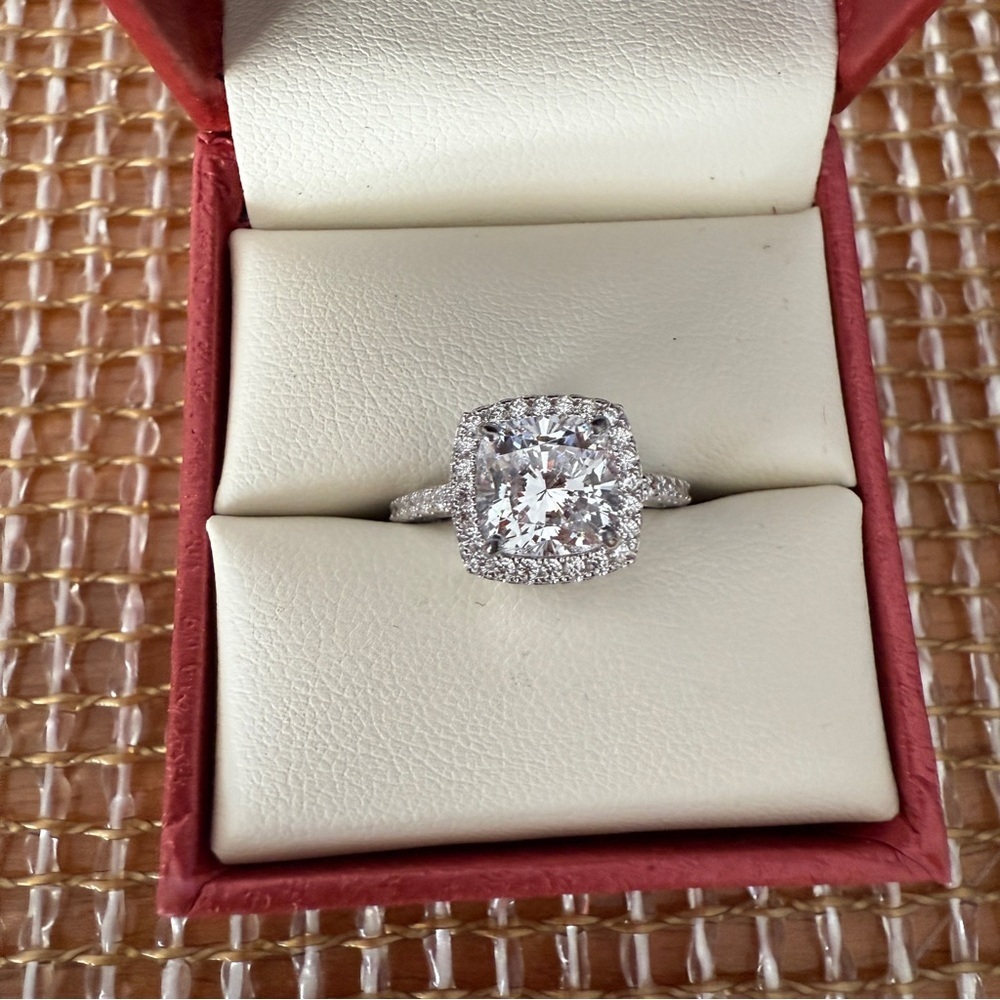 BERRICLE Sterling Silver Cushion Cut Halo Engagement/Promise Ring, Size 5.5 - Picture 6 of 11